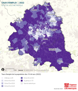 Taux d'emploi sur le territoire du SCOT de Lille Métropole — ADU Lille Métropole