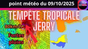 Tempête tropicale JERRY frôle l'arc antillais ce vendredi