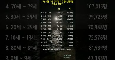 Top 11 des populations par sexe et âge en Jeolla du Sud en 2023