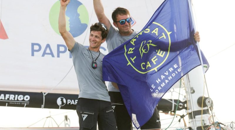 Transat Café l’Or : Guillaume Pirouelle et Cédric Chateau (Seafrigo-Sogestran), vainqueurs chez les Class40