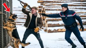 Un Policier Sauve une Chienne Berger Allemand Torturée sous la Neige