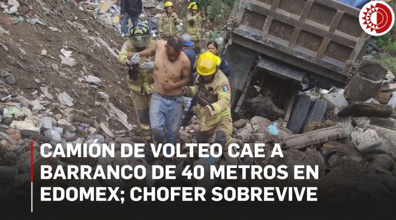 Un camion de chantier chute de 40 mètres en Edomex, le conducteur survit