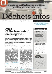 Déchets Infos n° 307 : Actualités sur la gestion des déchets du 19 novembre 2025