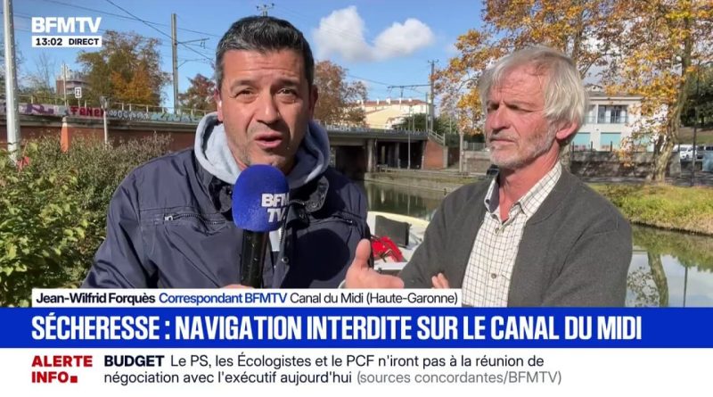 Navigation sur le Canal du Midi interdite en raison de la sécheresse et d'une activité économique en berne