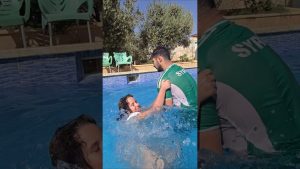 Une chute inattendue dans la piscine 😱 #Famille