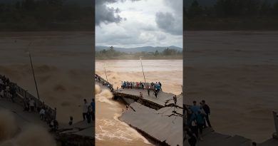 Une inondation soudaine fait s'effondrer un pont, panique générale