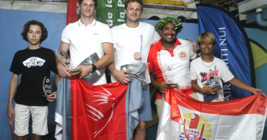 Les Calédoniens Auxence et Cyriaque Thomas ont nettement dominé en Hobie Cat 16. Teiva Véronique et Tahuhu Deane ont fait deuxièmes devant Moana Le Calvic (absent) et Louison Cardin.