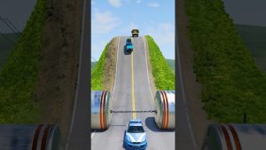 Voitures et Autobus Scolaires contre Bollards Géants dans BeamNG