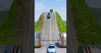 Voitures et Autobus Scolaires contre Bollards Géants dans BeamNG