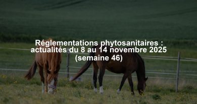 Réglementations phytosanitaires : actualités du 8 au 14 novembre 2025 (semaine 46)