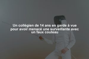 Un collégien de 14 ans en garde à vue pour avoir menacé une surveillante avec un faux couteau