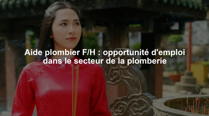 Aide plombier F/H : opportunité d'emploi dans le secteur de la plomberie
