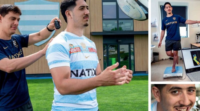 Un capteur GPS est installé par le chercheur Maxence Duffuler sur le maillot de Naël Souid