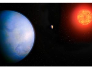 Illustration de la planète GJ 251 c (en bleu), potentielle super-Terre habitable