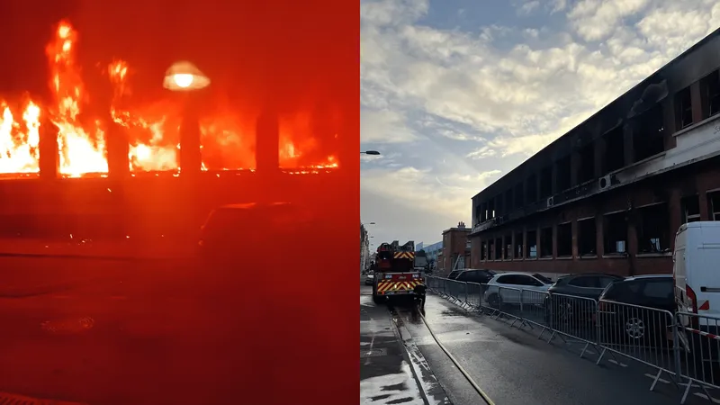Le brasier a ravagé les locaux (inoccupés) de l'entreprise Derichebourg, rue Jean-Baptiste Dumas.