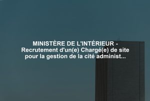 MINISTÈRE DE L'INTÉRIEUR - Recrutement d'un(e) Chargé(e) de site pour la gestion de la cité administrative