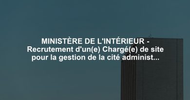 MINISTÈRE DE L'INTÉRIEUR - Recrutement d'un(e) Chargé(e) de site pour la gestion de la cité administrative