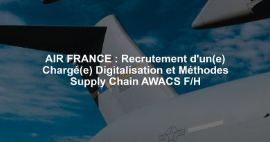 AIR FRANCE : Recrutement d'un(e) Chargé(e) Digitalisation et Méthodes Supply Chain AWACS F/H