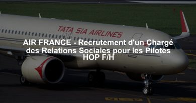 AIR FRANCE - Recrutement d'un Chargé des Relations Sociales pour les Pilotes HOP F/H