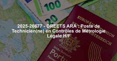2025-26677 - DREETS ARA : Poste de Technicien(ne) en Contrôles de Métrologie Légale H/F