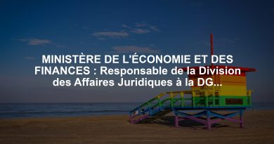 MINISTÈRE DE L'ÉCONOMIE ET DES FINANCES : Responsable de la Division des Affaires Juridiques à la DGE