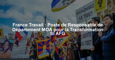 France Travail : Poste de Responsable de Département MOA pour la Transformation SI AFG
