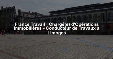 France Travail : Chargé(e) d'Opérations Immobilières - Conducteur de Travaux à Limoges