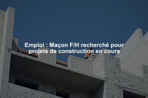 Emploi : Maçon F/H recherché pour projets de construction en cours
