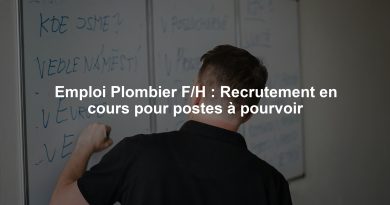 Emploi Plombier F/H : Recrutement en cours pour postes à pourvoir