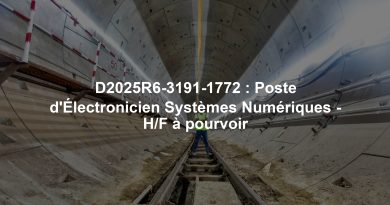 D2025R6-3191-1772 : Poste d'Électronicien Systèmes Numériques - H/F à pourvoir