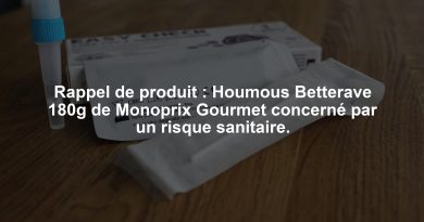 Rappel de produit : Houmous Betterave 180g de Monoprix Gourmet concerné par un risque sanitaire.