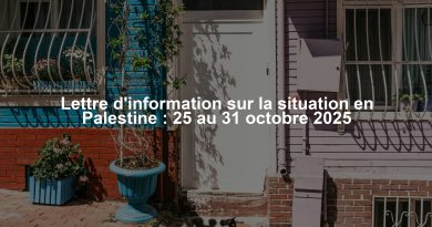 Lettre d'information sur la situation en Palestine : 25 au 31 octobre 2025