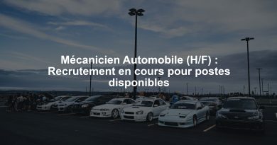 Mécanicien Automobile (H/F) : Recrutement en cours pour postes disponibles