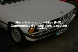 Mécaniciens automobiles (H/F) : Opportunités d'emploi dans le secteur automobile
