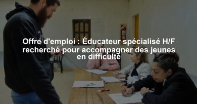 Offre d'emploi : Éducateur spécialisé H/F recherché pour accompagner des jeunes en difficulté