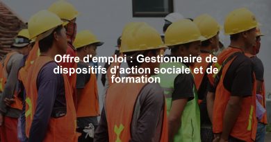 Offre d'emploi : Gestionnaire de dispositifs d'action sociale et de formation