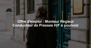 Offre d'emploi : Monteur Régleur Conducteur de Presses H/F à pourvoir