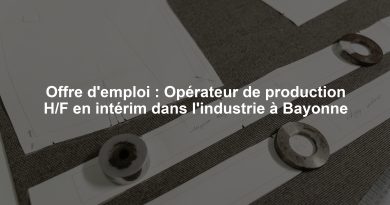 Offre d'emploi : Opérateur de production H/F en intérim dans l'industrie à Bayonne