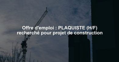 Offre d'emploi : PLAQUISTE (H/F) recherché pour projet de construction