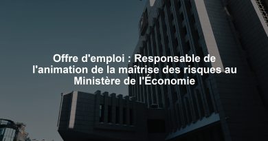 Offre d'emploi : Responsable de l'animation de la maîtrise des risques au Ministère de l'Économie