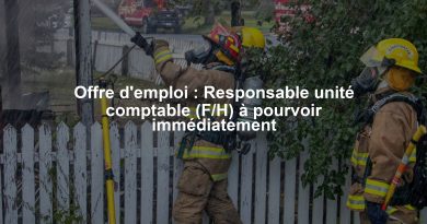 Offre d'emploi : Responsable unité comptable (F/H) à pourvoir immédiatement