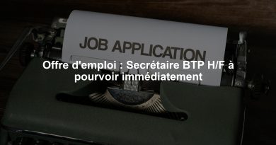 Offre d'emploi : Secrétaire BTP H/F à pourvoir immédiatement