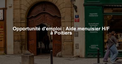 Opportunité d'emploi : Aide menuisier H/F à Poitiers