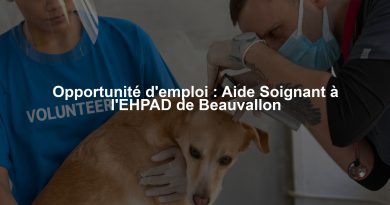 Opportunité d'emploi : Aide Soignant à l'EHPAD de Beauvallon