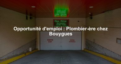 Opportunité d'emploi : Plombier-ère chez Bouygues