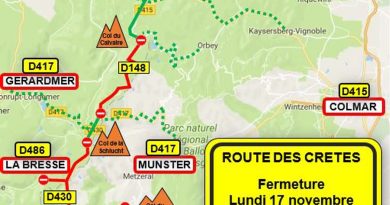 Colmar : la route des Crêtes fermée le lundi 17 novembre