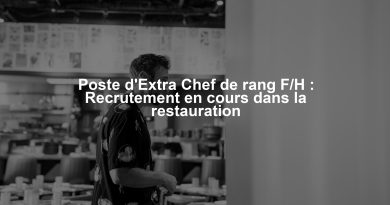 Poste d'Extra Chef de rang F/H : Recrutement en cours dans la restauration
