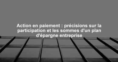 Action en paiement : précisions sur la participation et les sommes d'un plan d'épargne entreprise