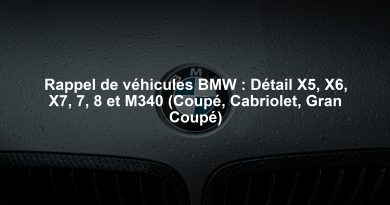 Rappel de véhicules BMW : Détail X5, X6, X7, 7, 8 et M340 (Coupé, Cabriolet, Gran Coupé)