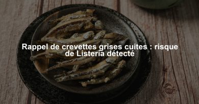 Rappel de crevettes grises cuites : risque de Listeria détecté